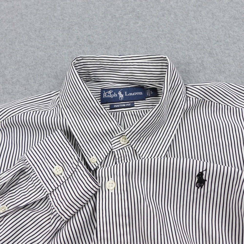 Ralph Lauren Black and White Striped Casual Button Down Shirt